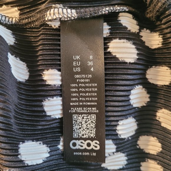 Aaos V Neck, Wrap Tie Waist Black/White Midi Dress. Size 6/8 - Picture 12 of 12